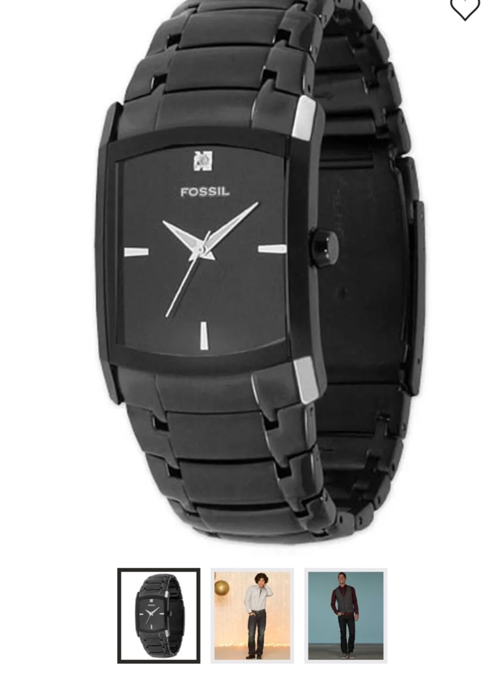 Fossil Men's Black Rectangular Stainless Steel Watch - Picture 6 of 7
